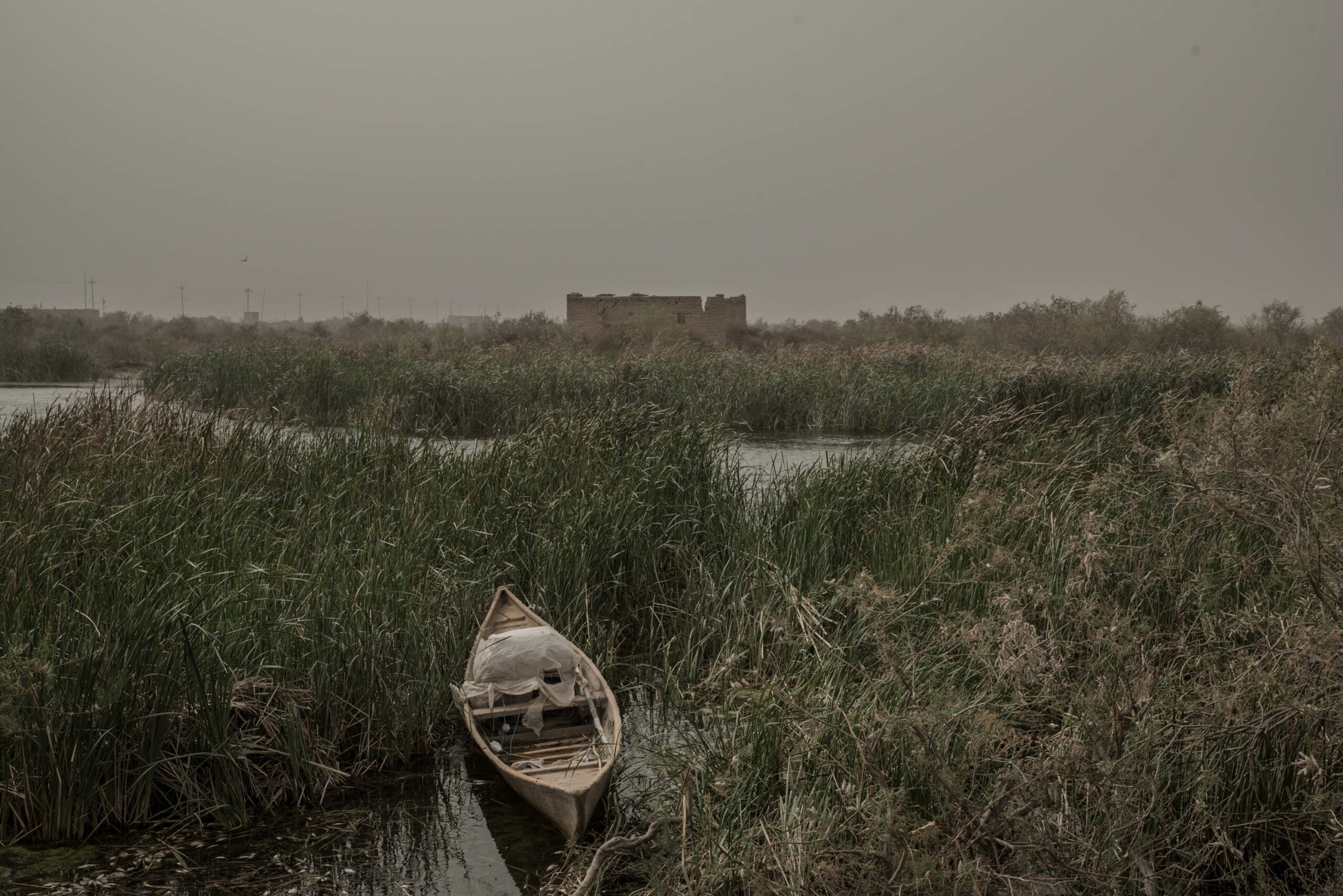A village near Chibayish destroyed by Saddam Hussein's army in the 1990's, as part of his campaign against the Mesopotamian marshes and the Marsh Arabs.