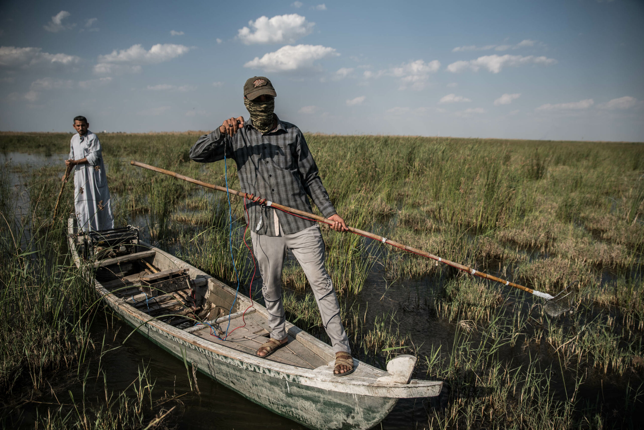 Fishing with electricity is quite common in the marshes, as there are less fish than before. But the electricity kills everything within one meter and harms the ecosystem.